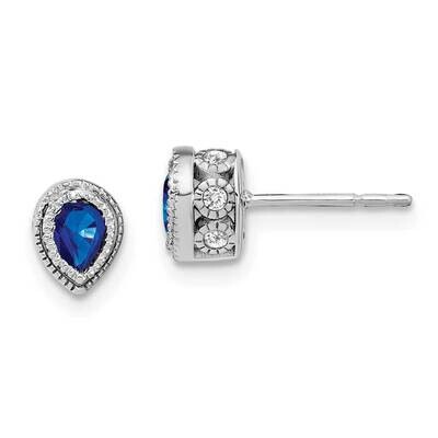 Sapphire Diamond Earrings 14k White Gold EM7094-SA-015-WA, MPN: EM7094-SA-015-WA, 191101840753