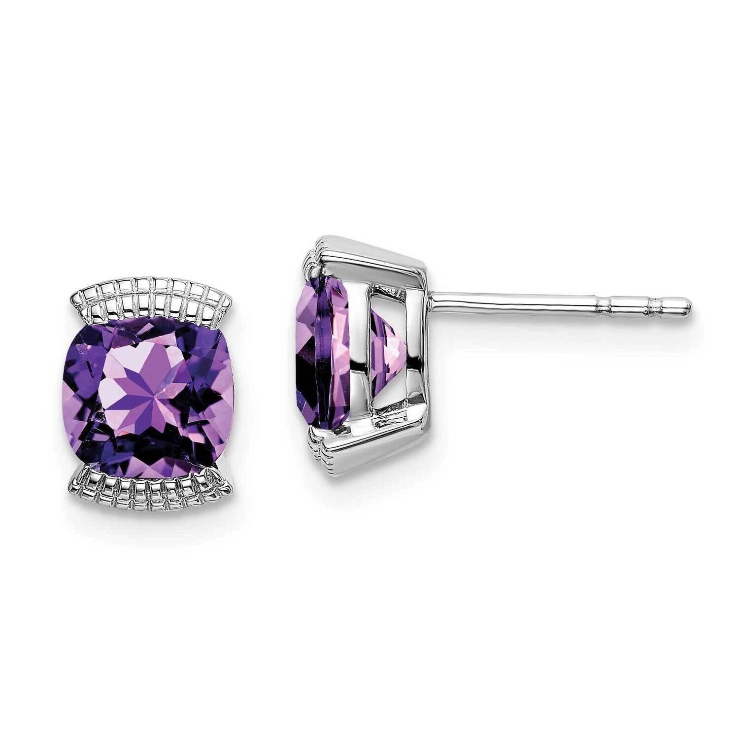 Amethyst Post Earrings 14k White Gold EM7080-AM-W, MPN: EM7080-AM-W, 191101839481