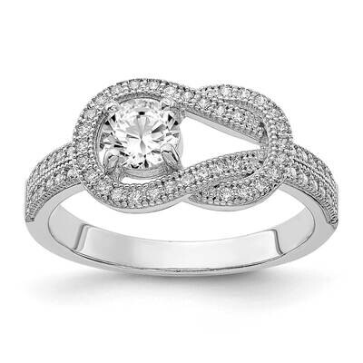 CZ Love Knot Ring Sterling Silver Rhodium-Plated QMP1507, MPN: QMP1507,