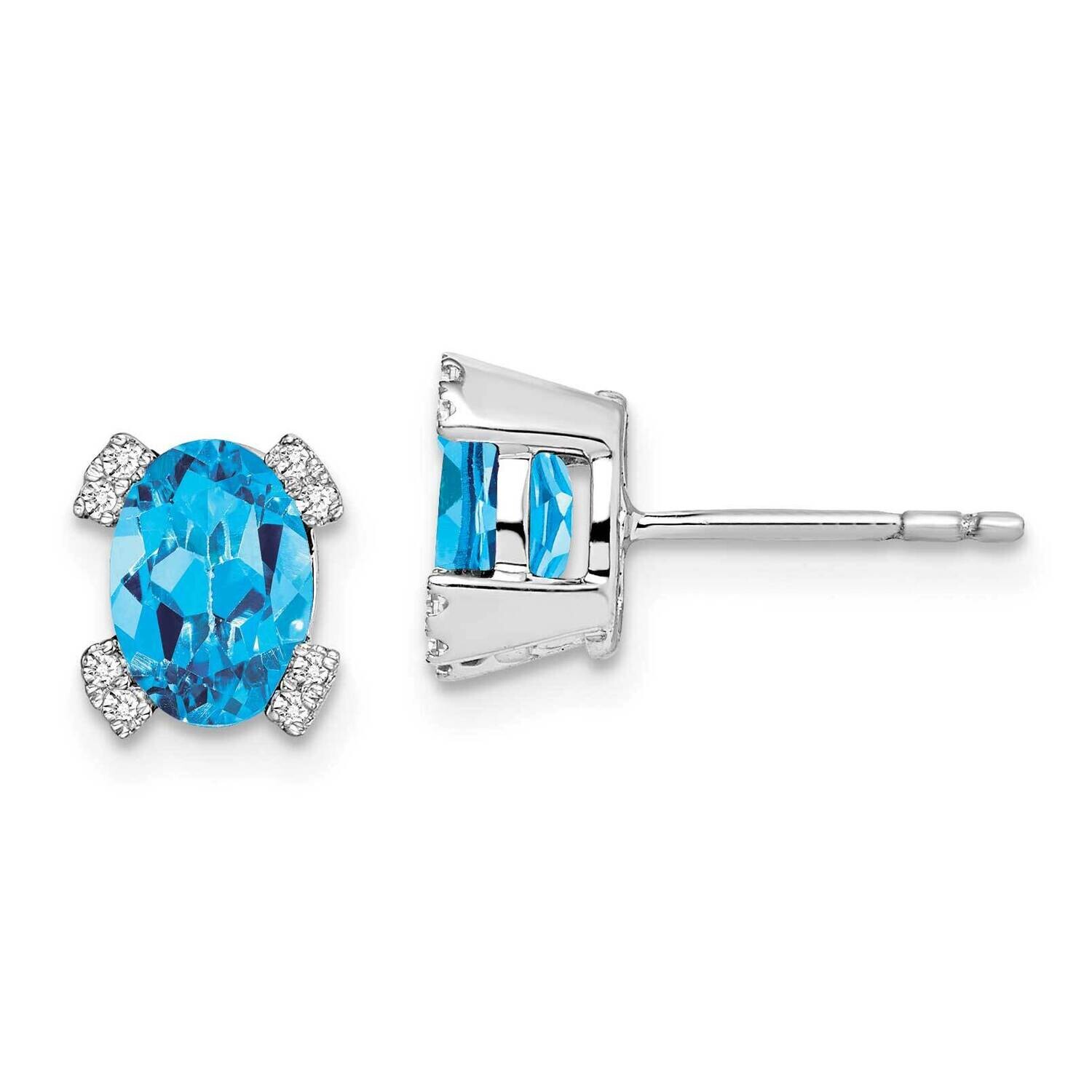 Oval Blue Topaz Diamond Earrings 14k White Gold EM7104-BT-006-WA, MPN: EM7104-BT-006-WA, 1911018414…