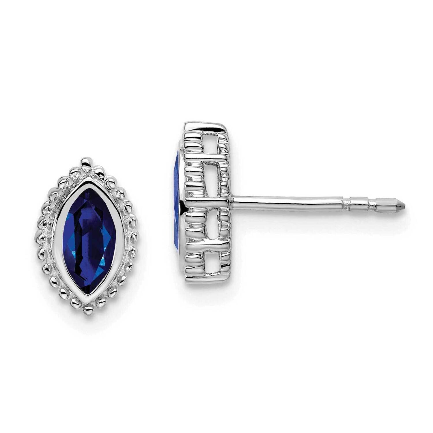 Marquise Sapphire Post Earrings 14k White Gold EM7204-SA-W, MPN: EM7204-SA-W, 191101842986