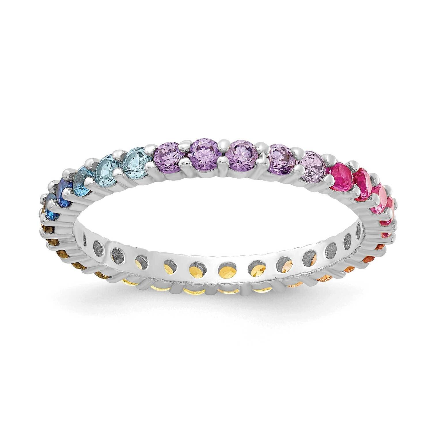 Prizma Colorful CZ Eternity BRing Sterling Silver Rhodium-Plated QR7174, MPN: QR7174, 191101910906