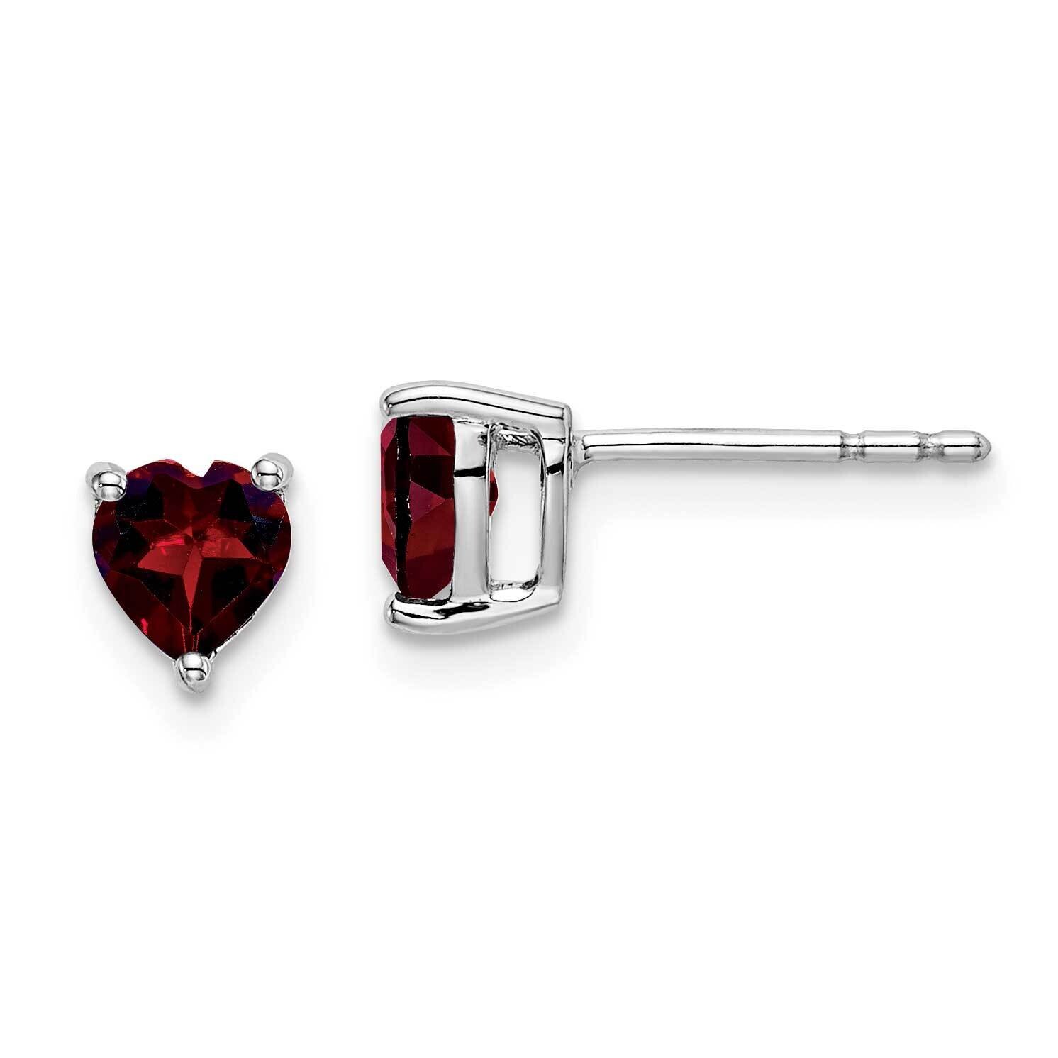 Heart Garnet Earrings 14k White Gold EM7099-GA-W, MPN: EM7099-GA-W, 191101841149