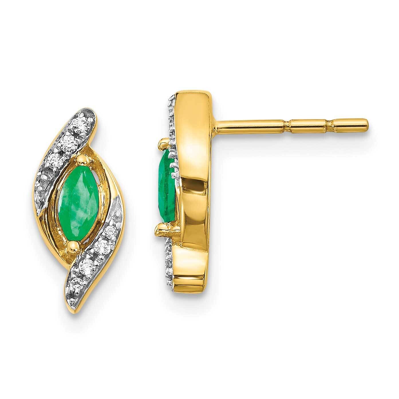 1/15Ct Diamond Emerald Earrings 10k Gold EM5594-EM-007-1YA, MPN: EM5594-EM-007-1YA, 191101833885