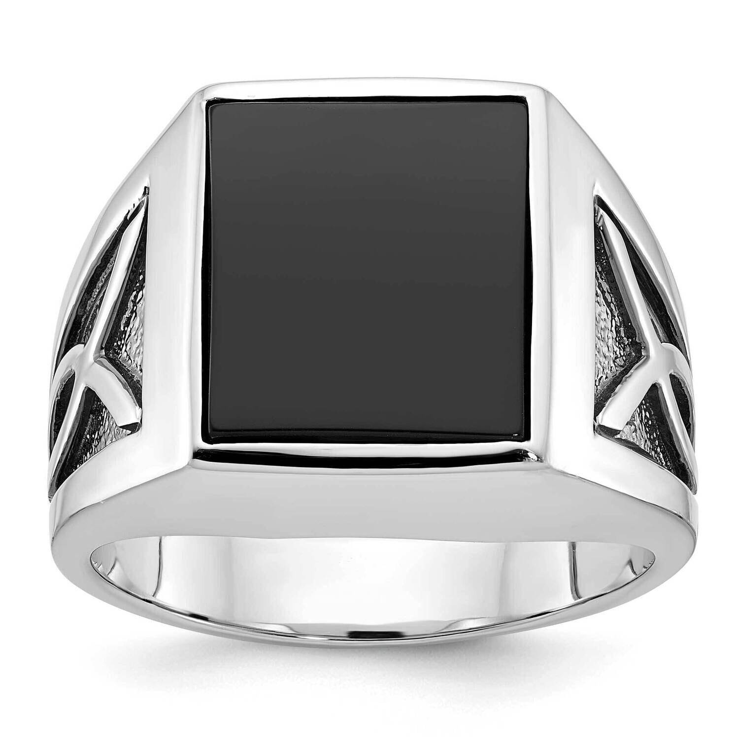 Black Rhodium Ibgoodman Men&#39;s Onyx Complete Ring 14k White Gold B84492-4WOX