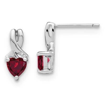 Created Ruby Diamond Earrings Sterling Silver Rhodium-Plated EM7401-CRU-002-SSA, MPN: EM7401-CRU-00…