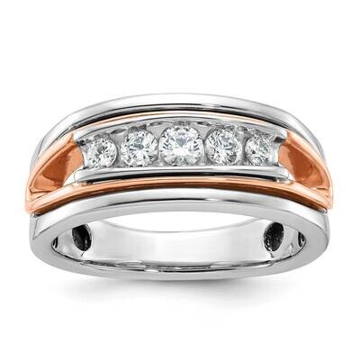Ibgoodman Rose White Gold Men&#39;s Polished Cut-Out 5-Stone Ring Mounting 14k Gold B64129-4WR by IBGoo…