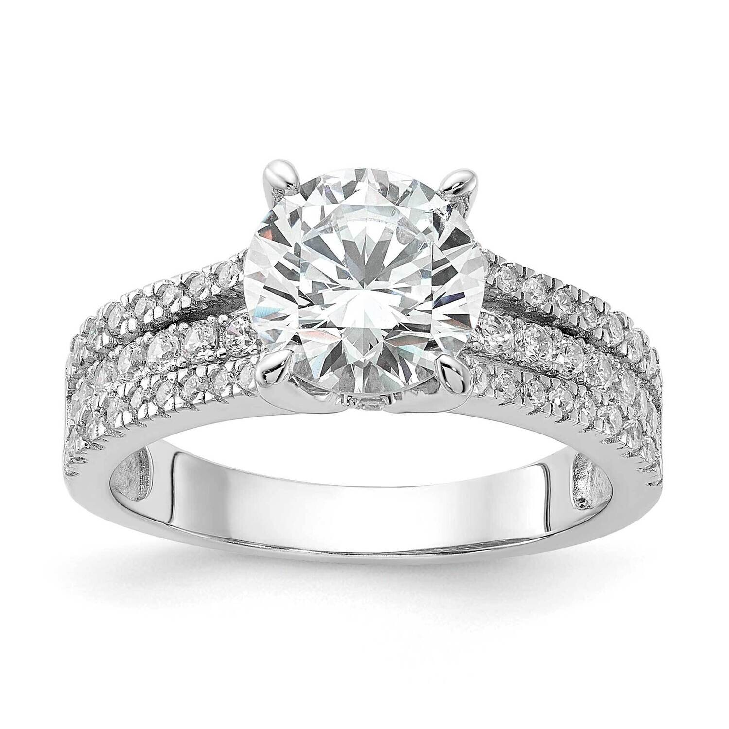 Cheryl M Fancy Brilliant-Cut Round CZ Center Stone Ring Sterling Silver Rhodium-Plated QCM1582, MPN…