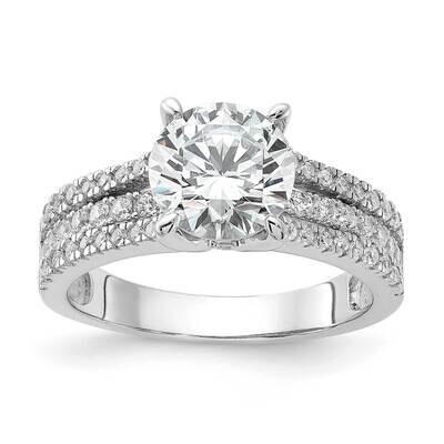Cheryl M Fancy Brilliant-Cut Round CZ Center Stone Ring Sterling Silver Rhodium-Plated QCM1582, MPN…