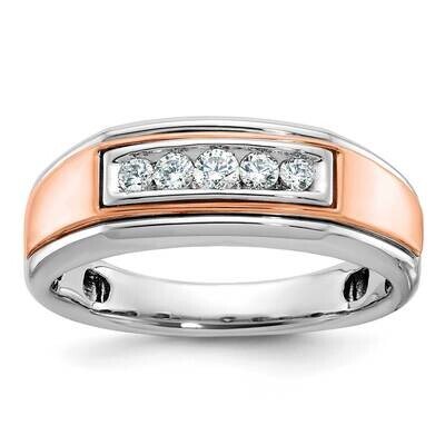 Ibgoodman Rose Gold Men&#39;s Polished 5-Stone Ring Mounting 14k White Gold B64036-4WR by IBGoodman, MP…