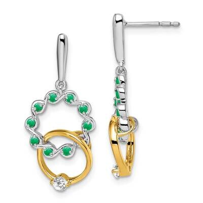 Emerald Diamond Earrings 14k Two-Tone Gold EM7220-EM-012-WYA, MPN: EM7220-EM-012-WYA, 191101843426