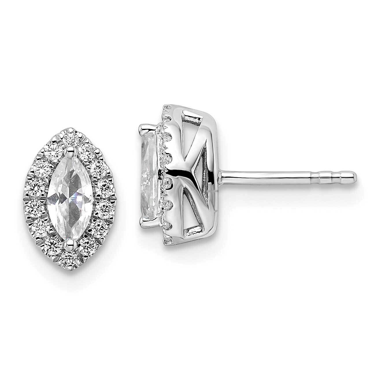 Diamond White Sapphire Post Earrings 14k White Gold EM9354-WS-020-WAA