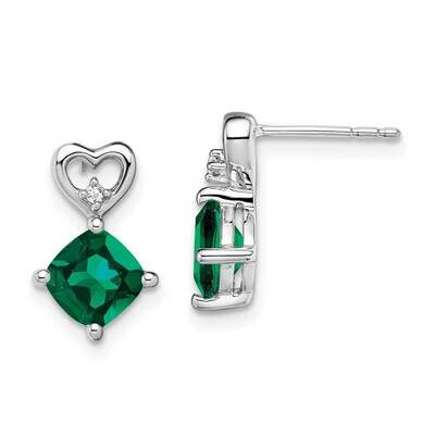 Created Emerald Diamond Heart Earrings 14k White Gold EM7399-CEM-002-WA, MPN: EM7399-CEM-002-WA, 19…