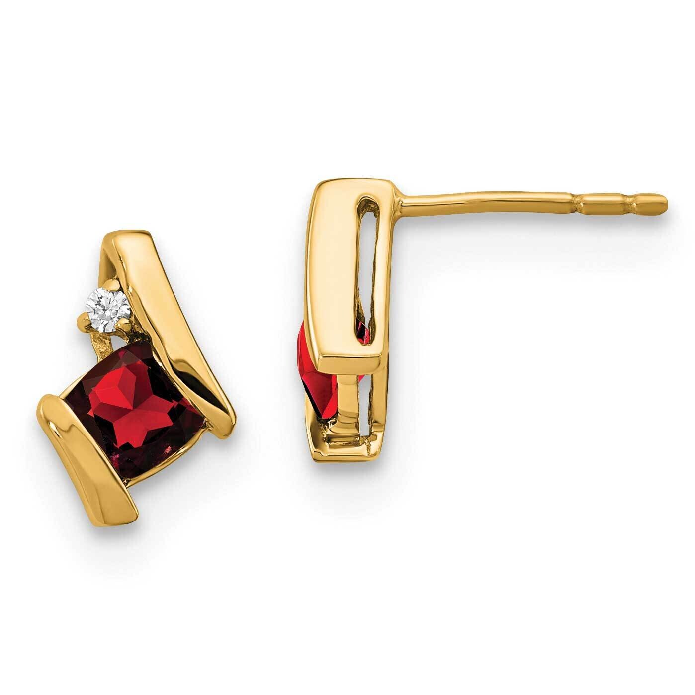 Cushion Garnet Diamond Earrings 10k Gold EM7398-GA-003-1YA, MPN: EM7398-GA-003-1YA,