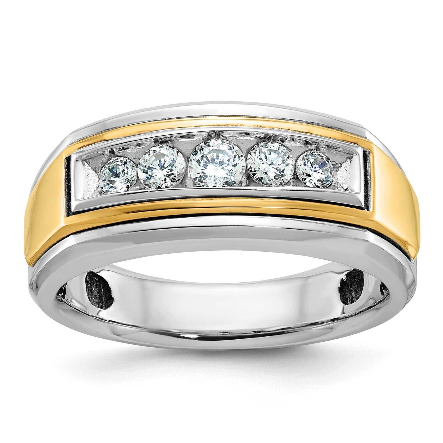 Ibgoodman Men&#39;s Polished 5-Stone Ring Mounting 14k Two-Tone Gold B64037-4WY by IBGoodman, MPN: B640…