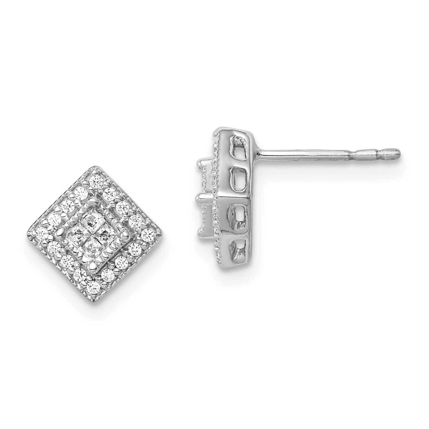 Diamond Post Earrings 10k White Gold EM5472-025-1WA, MPN: EM5472-025-1WA,