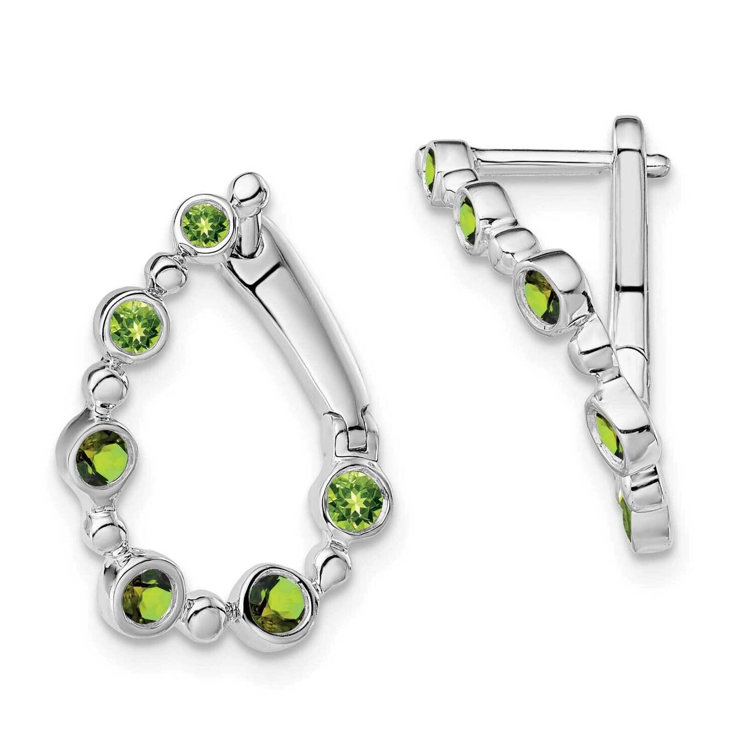 Peridot Teardrop Hoop Earrings 14k White Gold EM7455-PE-W, MPN: EM7455-PE-W, 191101843822