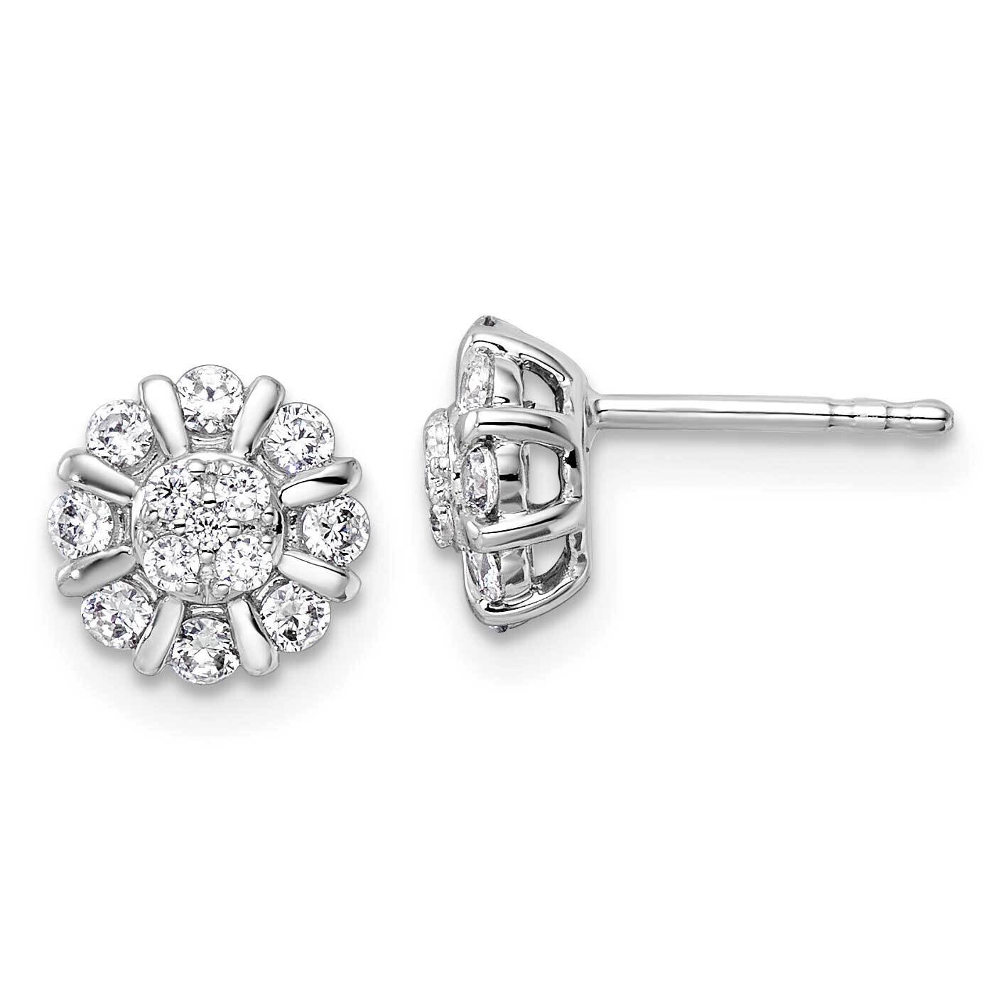 Diamond Halo Post Earrings 14k White Gold EM9663-050-WAA, MPN: EM9663-050-WAA, 883957880792