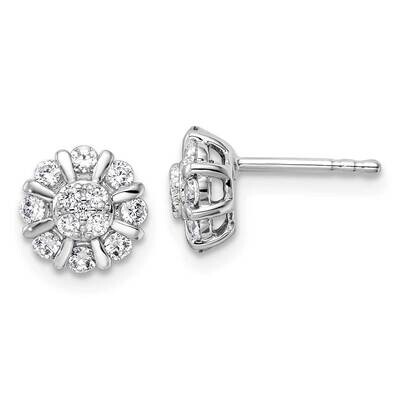 Diamond Halo Post Earrings 14k White Gold EM9663-050-WAA, MPN: EM9663-050-WAA, 883957880792