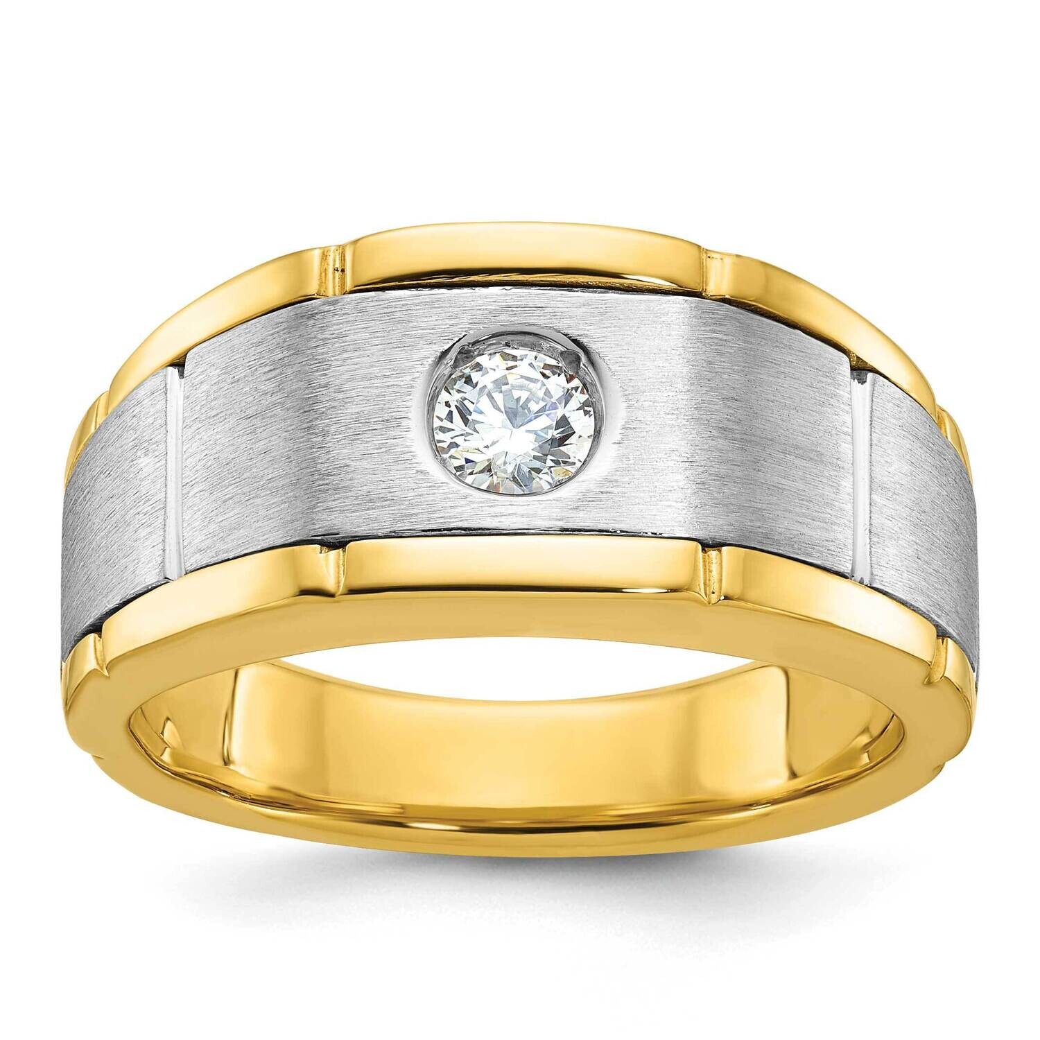 Ibgoodman Men&#39;s Polished Satin Diamond Complete Ring 10k Two-Tone Gold B63905-0YWA