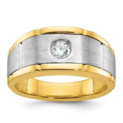 Ibgoodman Men&#39;s Polished Satin Diamond Complete Ring 10k Two-Tone Gold B63905-0YWA by IBGoodman, MP…