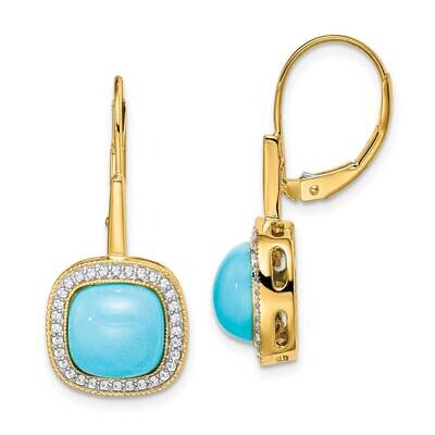 Turquoise Diamond Leverback Earrings 14k Gold EM7141-BTQ-026-YA, MPN: EM7141-BTQ-026-YA, 8839579689…