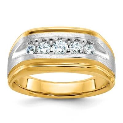 Ibgoodman Men&#39;s Polished Satin Grooved 5-Stone Ring Mounting 14k Two-Tone Gold B63945-4YW by IBGood…