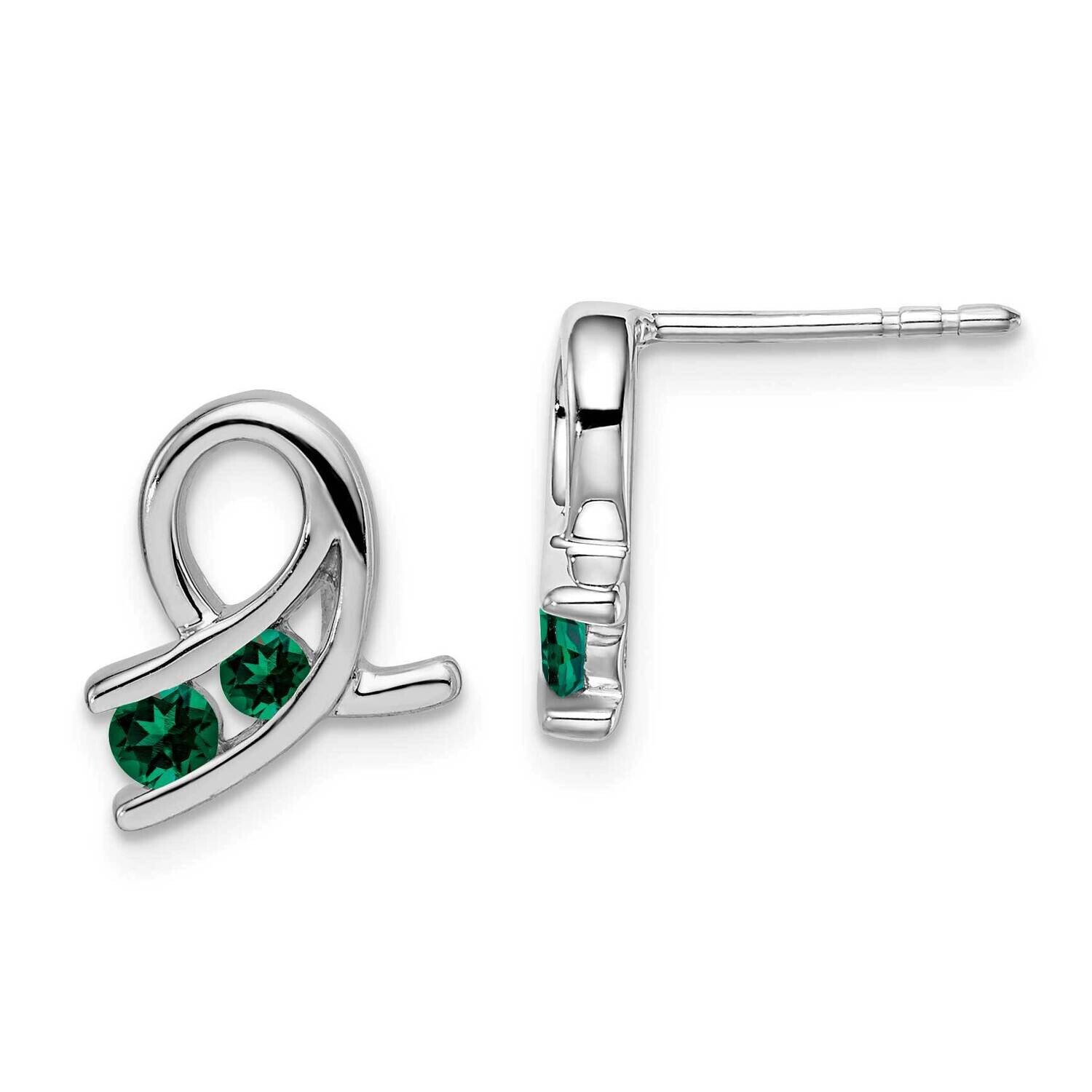 Created Emerald Earrings 14k White Gold EM7120-EM-W, MPN: EM7120-EM-W, 191101841729