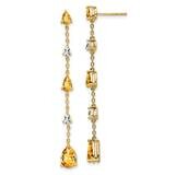 Citrine White Topaz Dangle Earrings 14k Gold EM7090-CI-YA, MPN: EM7090-CI-YA, 191101840241