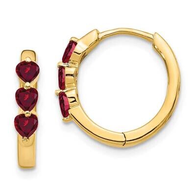 3 Stone Created Ruby Polished Hinged Hoop Earrings 10k Gold EM5606-CRU-1Y, MPN: EM5606-CRU-1Y, 1911…