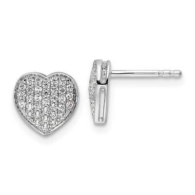 Diamond Heart Post Earrings 14k White Gold EM5525-033-WA, MPN: EM5525-033-WA, 196904099476