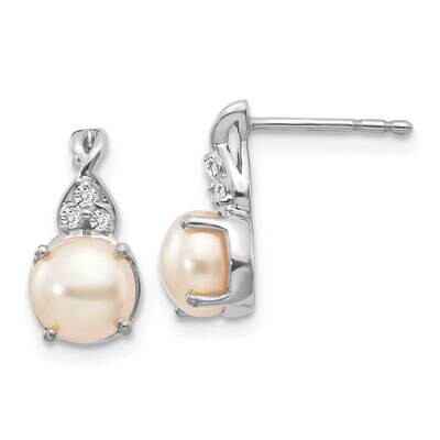 Fwc Pearl Diamond Earrings 14k White Gold EM3625-PL-006-WA, MPN: EM3625-PL-006-WA,
