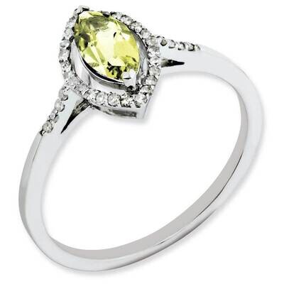 Lemon Quartz &amp; Diamond Ring Sterling Silver Rhodium-Plated QR3088LQ, MPN: QR3088LQ, 883957651880