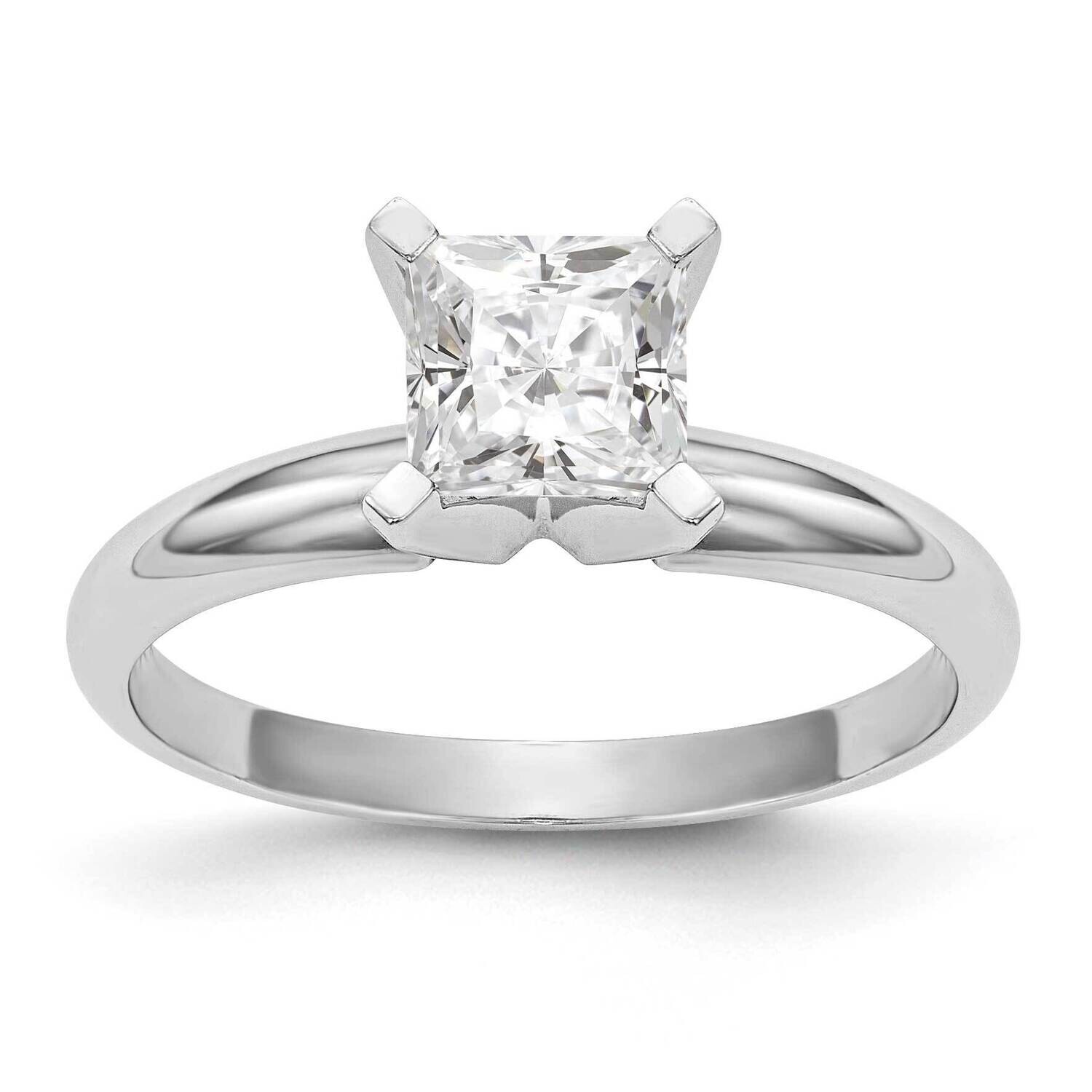 3.5mm Medium-Weight Half-Round 4-Prong Princess Solitaire Ring Mounting 14k White Gold KS86, MPN: K…