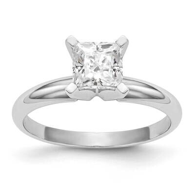 3.5mm Medium-Weight Half-Round 4-Prong Princess Solitaire Ring Mounting 14k White Gold KS86, MPN: K…