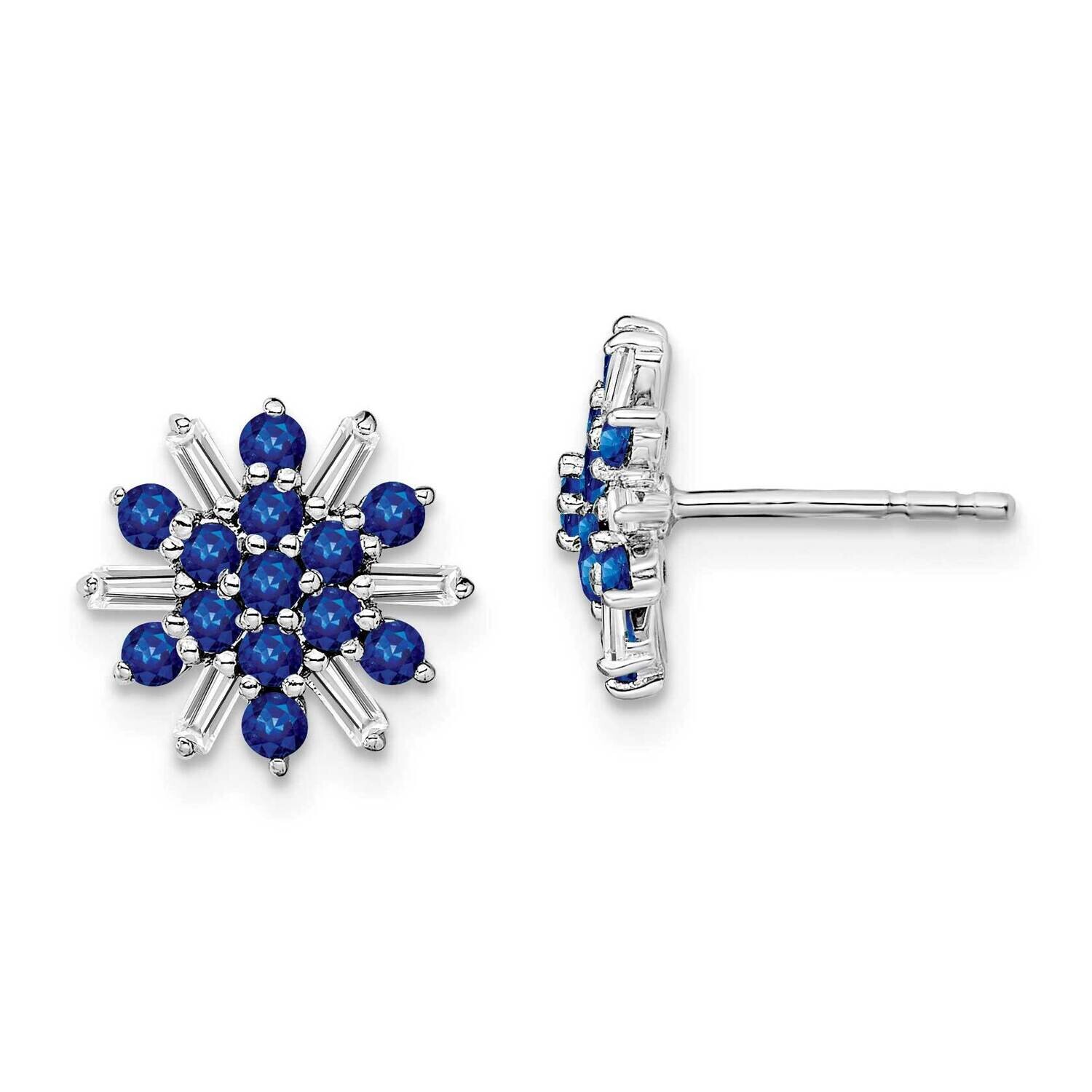 Sapphire Diamond Earrings 14k White Gold EM7454-SA-18-WA, MPN: EM7454-SA-18-WA, 191101843761