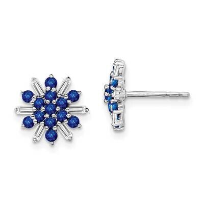 Sapphire Diamond Earrings 14k White Gold EM7454-SA-18-WA, MPN: EM7454-SA-18-WA, 191101843761