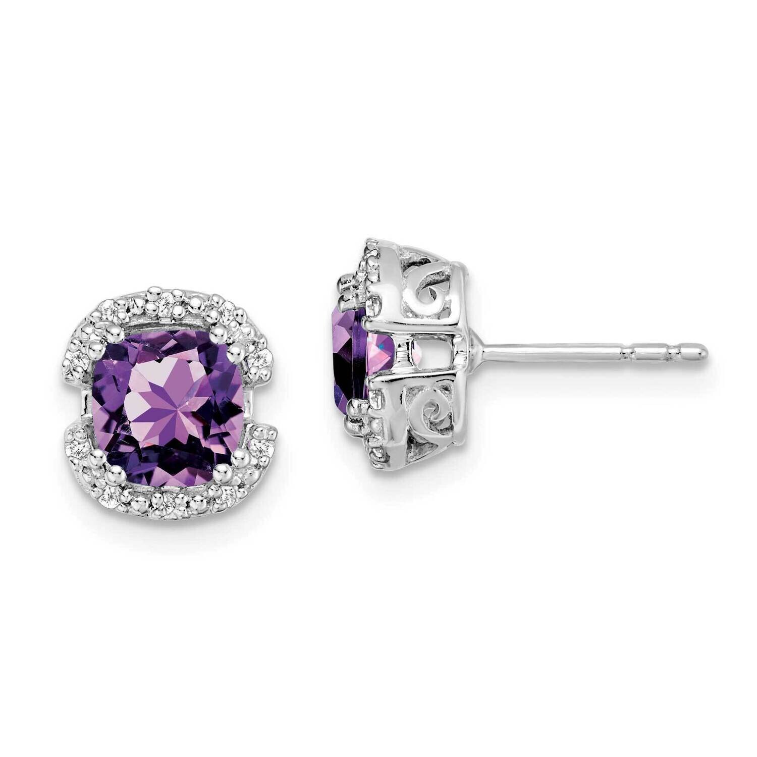Cushion Amethyst Diamond Halo Earrings 14k White Gold EM7087-AM-010-WA, MPN: EM7087-AM-010-WA, 1911…