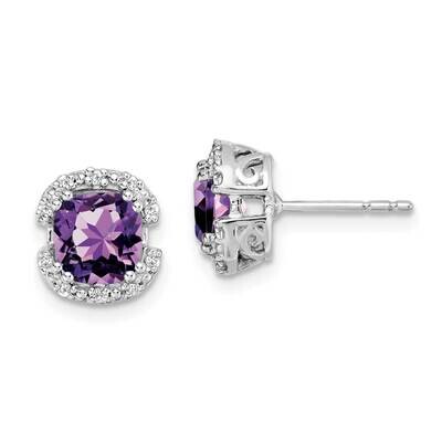Cushion Amethyst Diamond Halo Earrings 14k White Gold EM7087-AM-010-WA, MPN: EM7087-AM-010-WA, 1911…