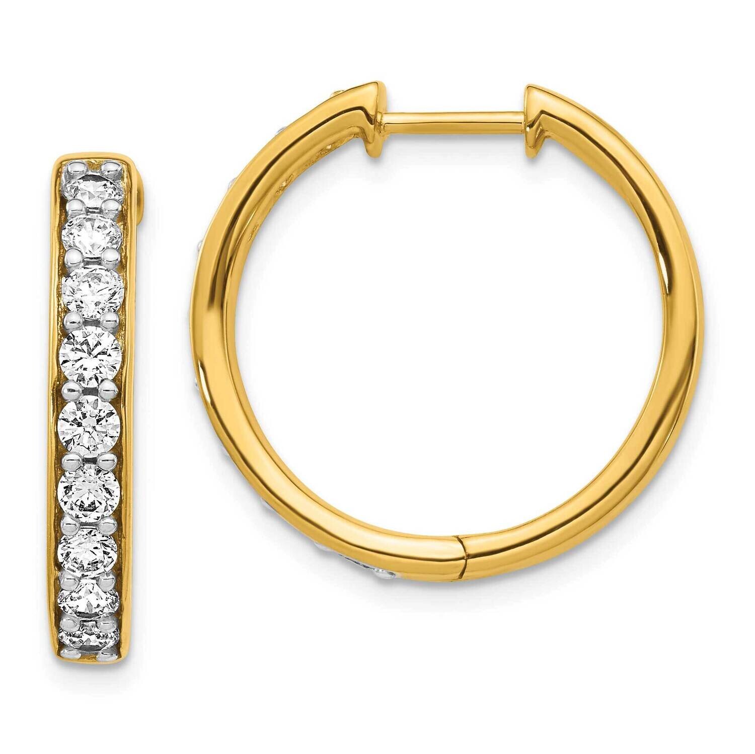 Diamond Hinged Hoop Earrings 10k Gold EM4265-125-1YA, MPN: EM4265-125-1YA,