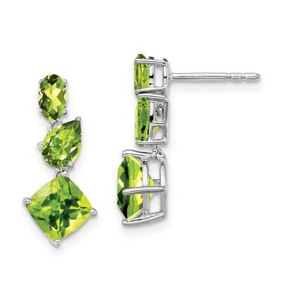 Peridot Dangle Earrings 14k White Gold EM7457-PE-W, MPN: EM7457-PE-W, 191101843921