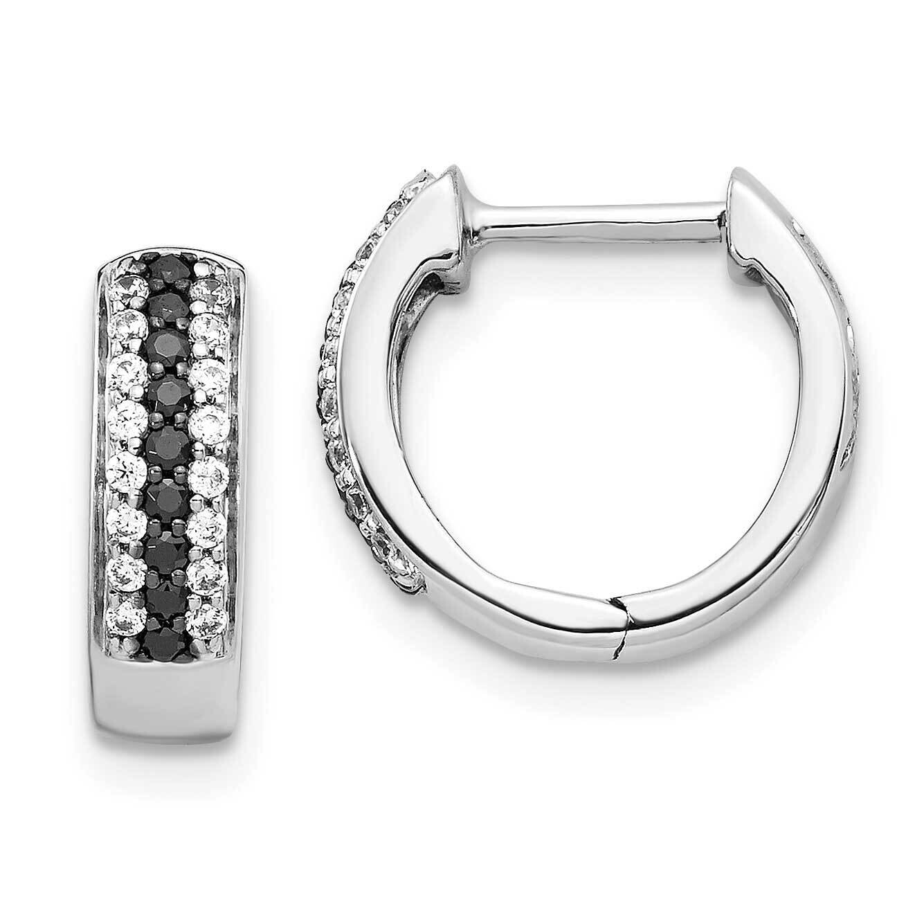 Black White Diamond Hinged Hoop Earrings 10k White Gold EM5406-BK-033-1WA