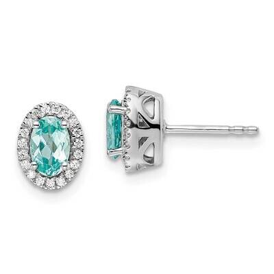 Pure Serenity Diamond Lab Created Oval Paraiba Post Earrings 14k White Gold EM9527-CP-015-WAA, MPN:…