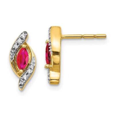 Diamond Ruby Earrings 10k Gold EM5594-RU-007-1YA, MPN: EM5594-RU-007-1YA, 191101833908