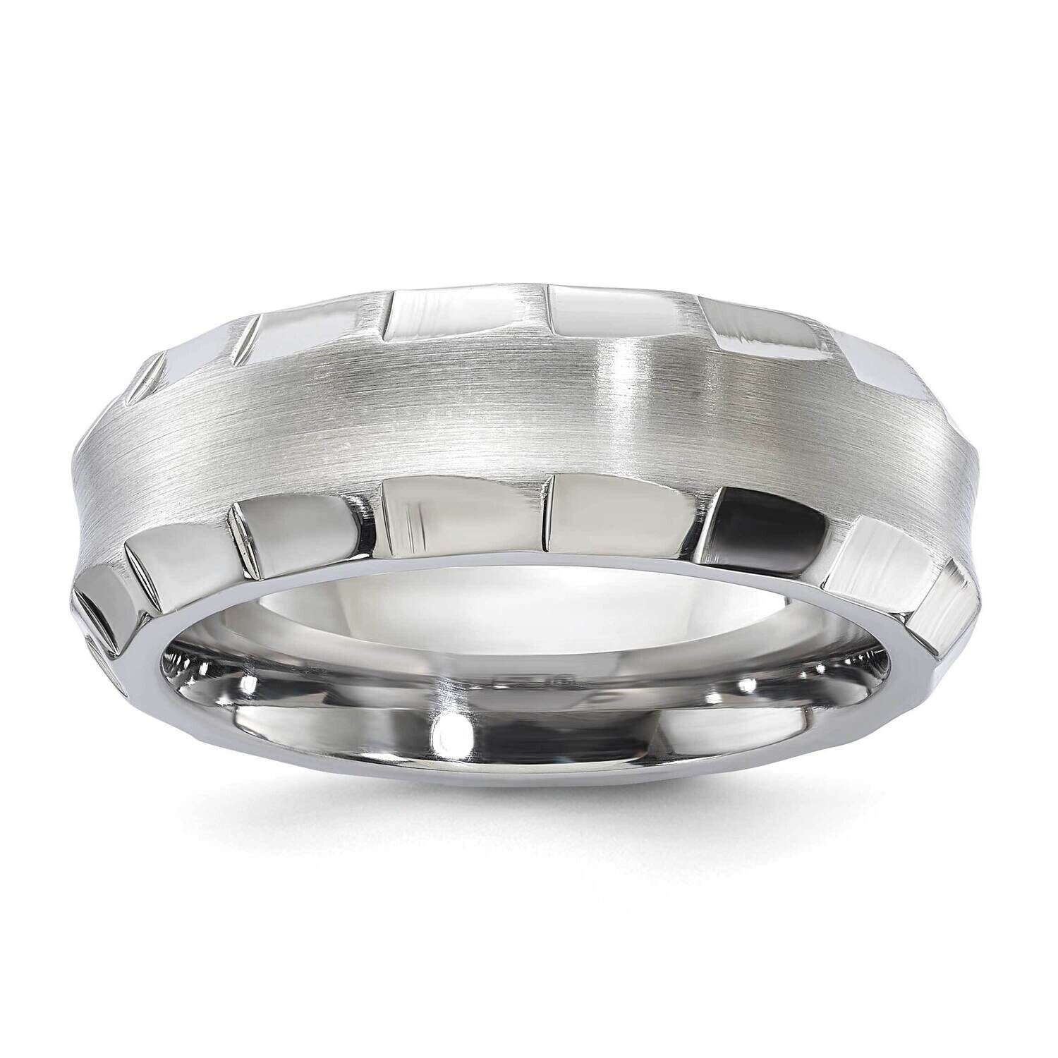 Edward Mirell Faceted Edges Brushed &amp; Polished 8mm Ring Titanium EMR303 by Men&#39;s Jewelry and Access…