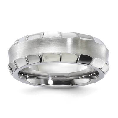 Edward Mirell Faceted Edges Brushed &amp; Polished 8mm Ring Titanium EMR303 by Men&#39;s Jewelry and Access…