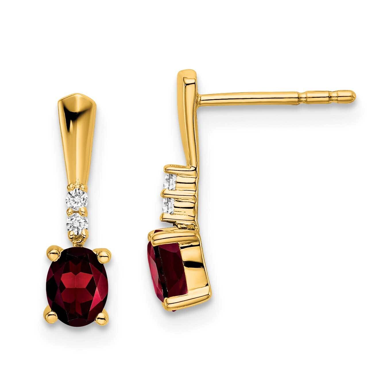 Oval Garnet Diamond Dangle Earrings 14k Gold EM7407-GA-004-YA, MPN: EM7407-GA-004-YA,