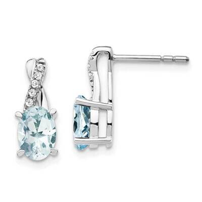 Aquamarine Diamond Earrings 14k White Gold EM4235-AQ-006-WA, MPN: EM4235-AQ-006-WA,