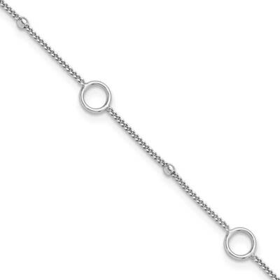 Rings Beads 9 Inch Plus 1 Inch Extension Anklet Sterling Silver Rhodium-Plated QG6338-9, MPN: QG633…