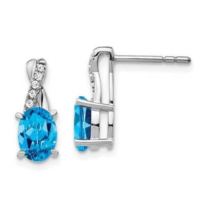 Blue Topaz Diamond Earrings 14k White Gold EM4235-BT-006-WA, MPN: EM4235-BT-006-WA, 191101839054